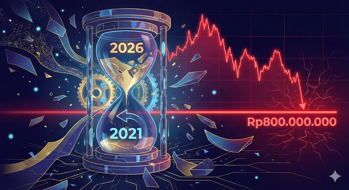 Penurunan harga bitcoin yang signifikan hingga menyentuh level harga tahun 2021 di kisaran 800 juta rupiah