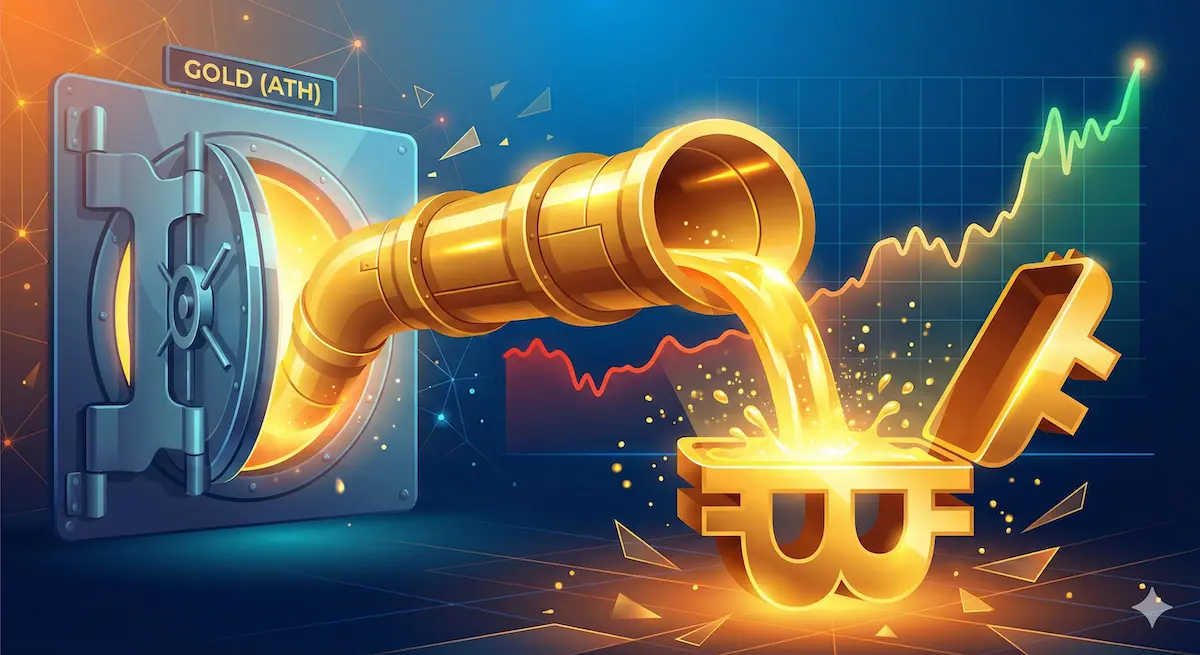 konsep rotasi modal atau capital rotation dimana investor memindahkan keuntungan dari emas ke bitcoin yang sedang koreksi